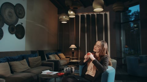 hotel guest enjoying music